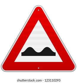 Bumpy Road Sign - European red triangle sign with bumps symbol