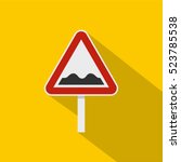 Bumpy road sign icon. Flat illustration of bumpy road sign vector icon for web isolated on yellow background