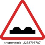 bumpy road sign . uneven road sign . red triangle warning sign with bump symbol, vector illustration.