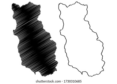 Bumthang District (Districts of Bhutan, Kingdom of Bhutan) map vector illustration, scribble sketch Bumthang map