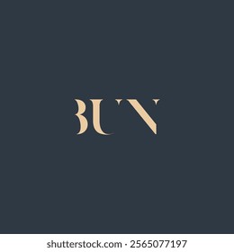 BUN abstract letter logo design. This logo is designed by three abstract letters.