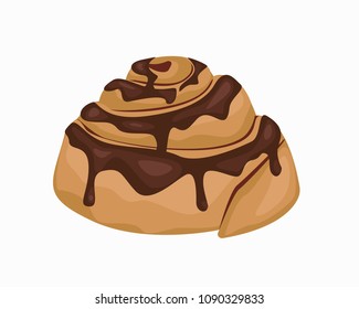 Bun art. Illustration of a chocolate bun. Baking isolated. Vector object