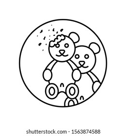 Bun bear filling crumbs food bakery in circle icon. Simple line, outline vector of bakery icons for ui and ux, website or mobile application