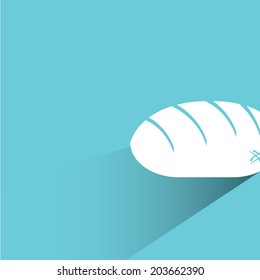 bun, blue background, flat and shadow theme
