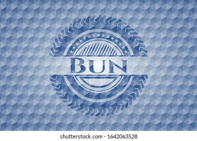 Bun blue badge with geometric pattern background. Vector Illustration. Detailed.