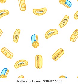 bun bread burger hamburger vector seamless pattern thin line illustration