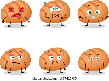 Bun bread cartoon character with nope expression. Vector illustration