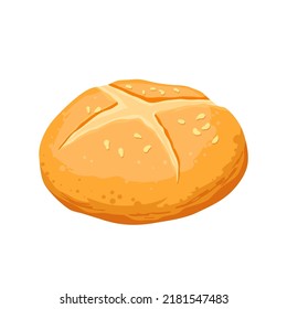 vector de dibujos animados de pan de bollo. repostería, panadería, pastelería, pastelería, pastelería de cereales, panecillos de bollo, ilustración vectorial