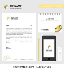 Bun Business Letterhead, Calendar 2019 and Mobile app design vector template