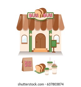 Bun Cafe. Vector illustration in flat style.