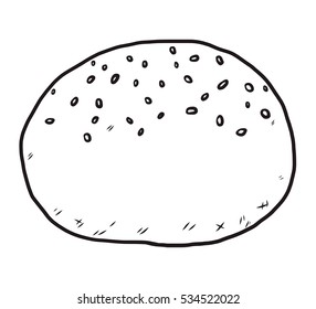 bun / cartoon vector and illustration, black and white, hand drawn, sketch style, isolated on white background.
