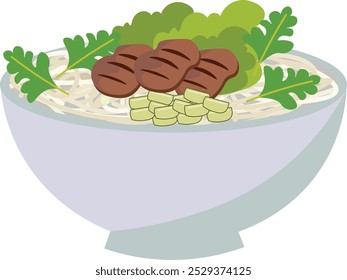 Bun Cha Vietnam Traditional Food Illustration