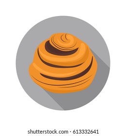 Bun with chocolate color flat icon for web and mobile design