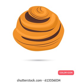 Bun with chocolate color flat icon for web and mobile design