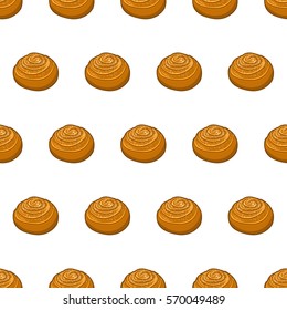 Bun, confectionery bakery product, a delicious dessert, cookies seamless pattern wallpaper, textile, wrapping baking. Vector illustration for vashyh Projects summary.