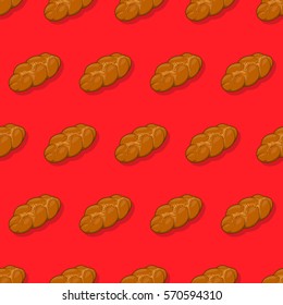 Bun, confectionery bakery product, a delicious dessert, seamless pattern wallpaper, textile, wrapping baking. Vector illustration for vashyh Projects summary.