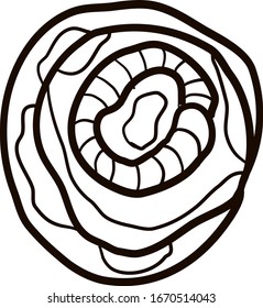 Dibujo croissant de bollos, ilustración, vector sobre fondo blanco.