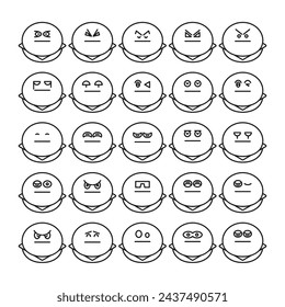 bun emoticonos conjunto ilustración vectorial