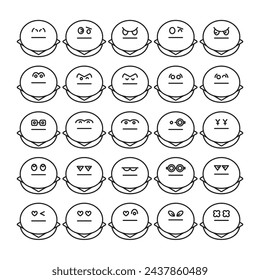 bun emoticonos conjunto ilustración vectorial