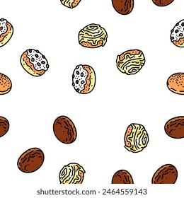 comida pan pan Vector patrón sin fisuras línea delgada ilustración