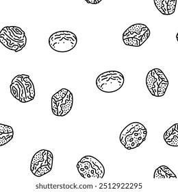 bun food meal bread vector seamless pattern thin line illustration