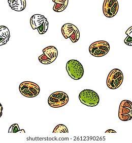bun food meal bread vector seamless pattern thin line illustration