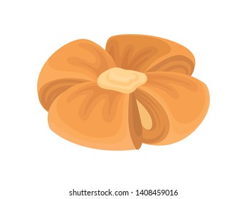 Bun in the form of a flower. Vector illustration on white background.