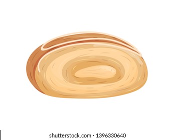 Bun in the form of a roll without a filling. Vector illustration on white background.
