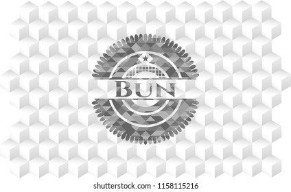 Bun grey emblem with geometric cube white background