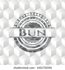 Bun grey emblem. Retro with geometric cube white background