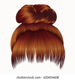 bun  hairs with fringe Red redhead ginger colors .
 women fashion beauty style .