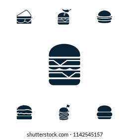 Bun icon. collection of 7 bun filled icons such as burger, burger with pepper. editable bun icons for web and mobile.