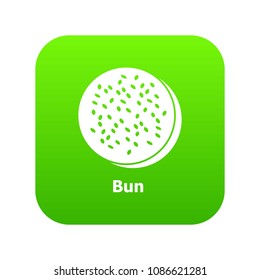 Bun icon green vector isolated on white background