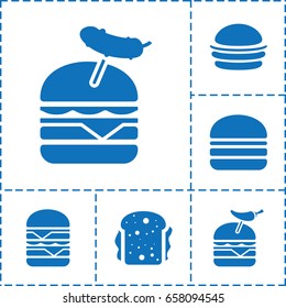 Bun icon. set of 6 bun filled icons such as burger, burger with pepper