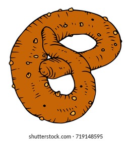 Bun icon. Vector illustration of sweet baked bun. Hand drawn homemade bun.