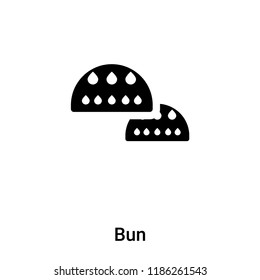 Bun icon vector isolated on white background, logo concept of Bun sign on transparent background, filled black symbol