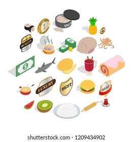 Bun icons set. Isometric set of 25 bun vector icons for web isolated on white background