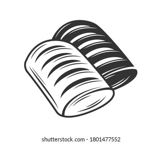 Un bollo aislado de fondo blanco. Elementos de diseño de panadería. Ilustración del vector