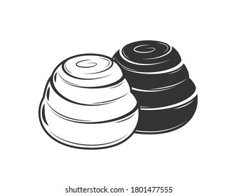 Bun isolated on white background. Bakery design elements. Vector illustration
