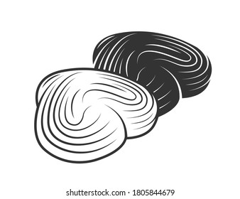 Bun isolated on white background. Bakery design elements. Vector illustration