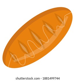 The bun is isolated on a white background in cartoon style. Vector illustration of food.