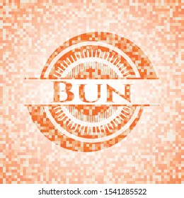 Bun orange mosaic emblem with background