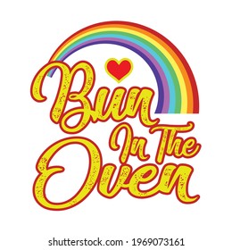 Bun in the oven illustration vector file with rainbow