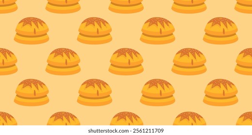 bun pattern background. Bread pattern background. seamless pattern of bread. bakery theme pattern. 
