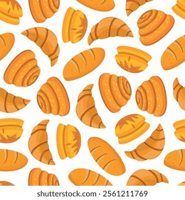 bun pattern background. Bread pattern background. seamless pattern of bread. bakery theme pattern. 
