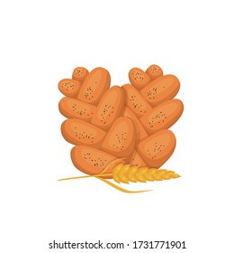 bun with poppy seeds vector illustration
