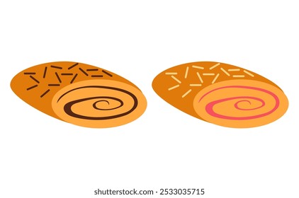 Bun roll cream baking bakery food bread isolated concept. Vector flat graphic design illustration