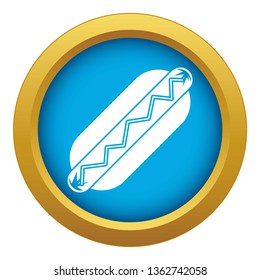 Bun and sausage icon blue vector isolated on white background for any design