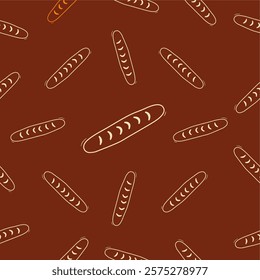 bun seamless pattern. simple bread pattern. baguette with line style for your background pattern. seamless pattern of bun for your food packaging background