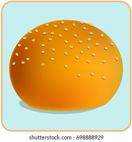 Bun with sesame.Vector, icon